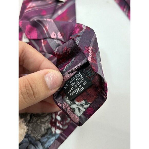 VTG ASSORTED LOT OF 3 - Purple Silk Ties Made in Italy - Abstract Retro Patterns - Picture 9 of 13